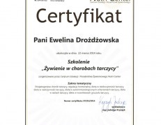 Certyfikat – szkolenie „Żywienie w chorobach tarczycy”