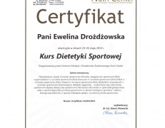 Certyfikat – Kurs Dietetyki Sportowej